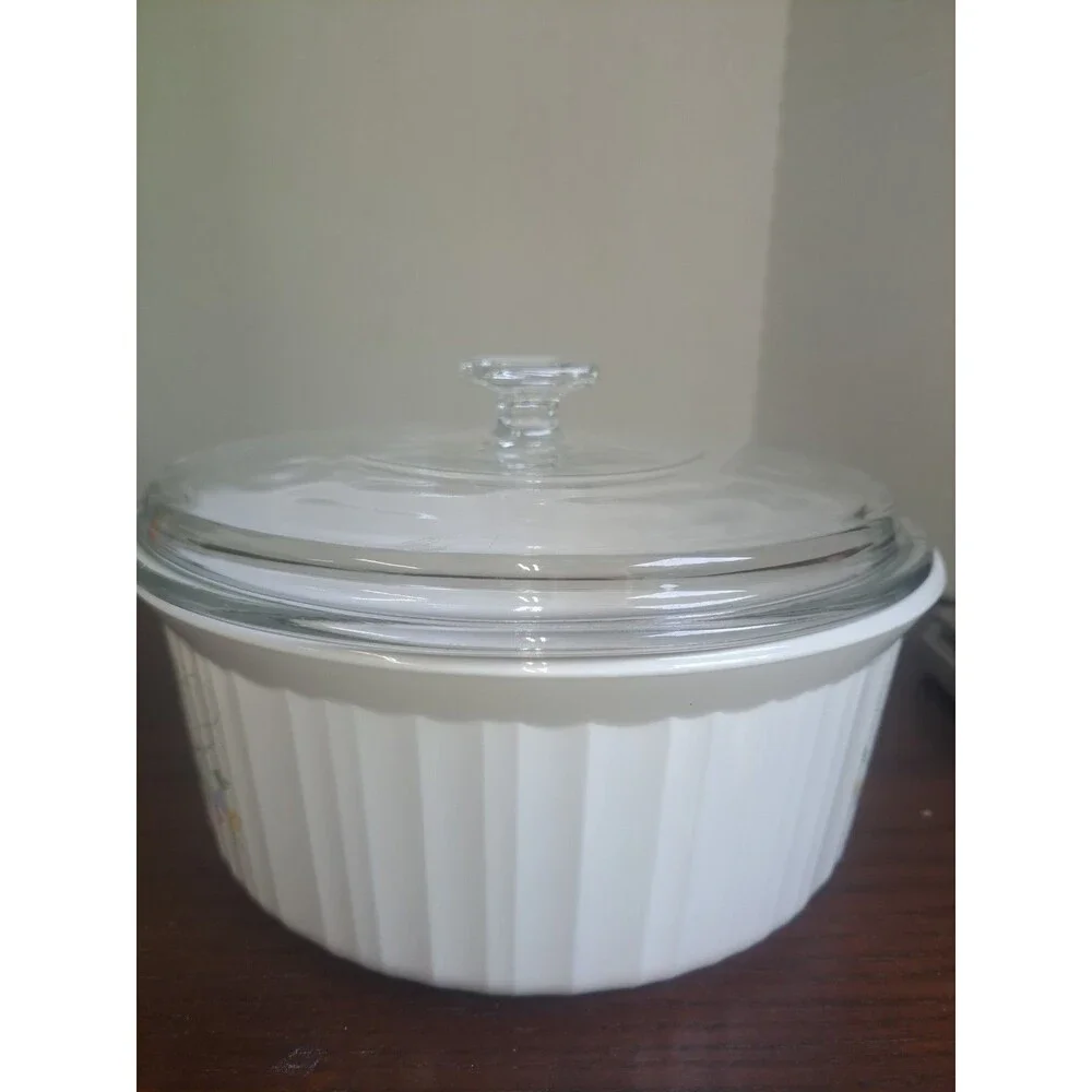 Vintage Corningware English Meadow 2quart Ribbed Round Casserole Dish